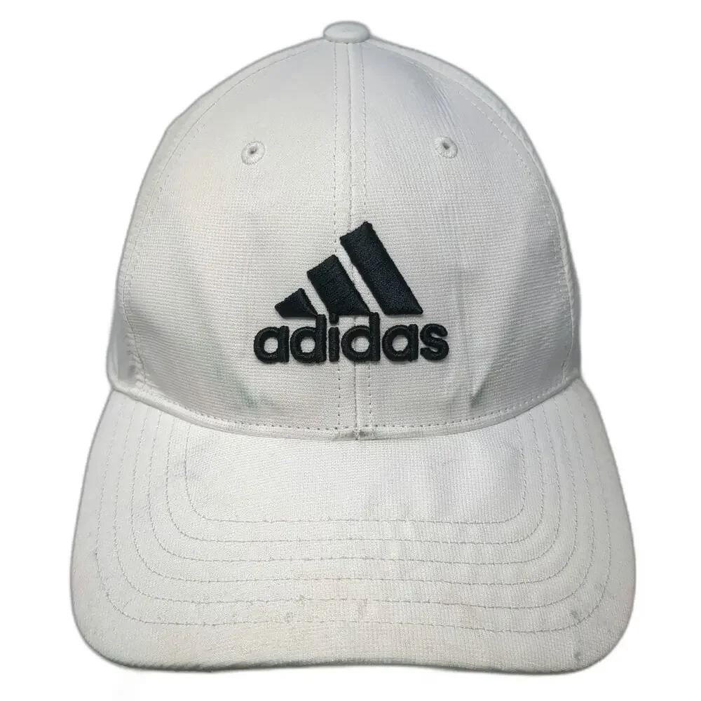 adidas Baseball Cap White One Size Strapback Embroidered Logo Athletic Sport Hat